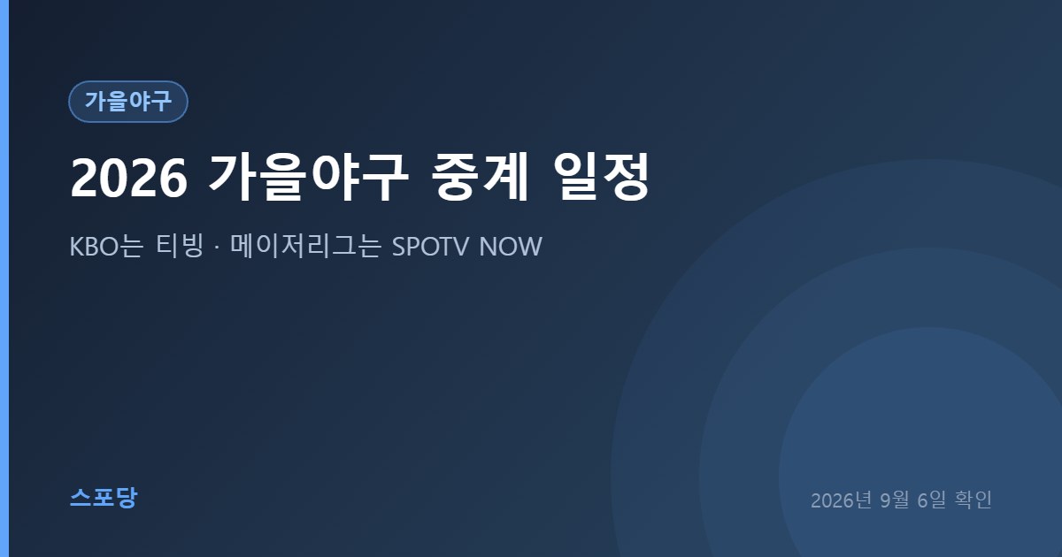 KBO와 MLB 포스트시즌 일정과 국내 중계 플랫폼을 안내하는 이미지